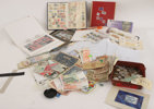 Parti mynt, sedlar, frimärken, m.m.
