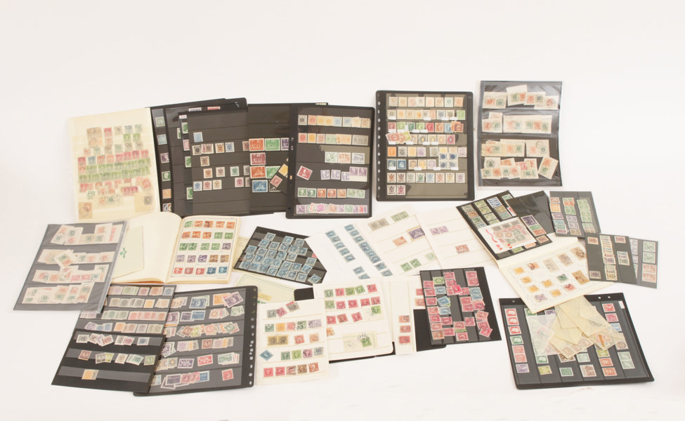 Samling svenska frimärken, bl.a. 1800-tal