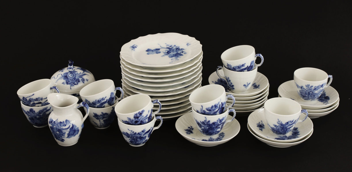 Kaffeservisdelar, "Blå blomster", Royal Copenhagen, Danmark