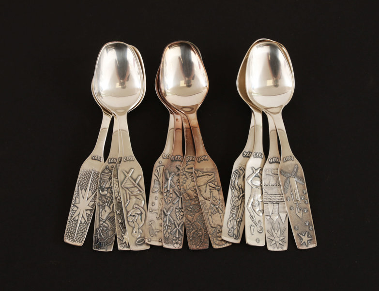Julskedar 12st, silver, Mema, 1970/80-tal