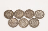 Silvermynt 7st, 5 francs, Frankrike, 1800-tal