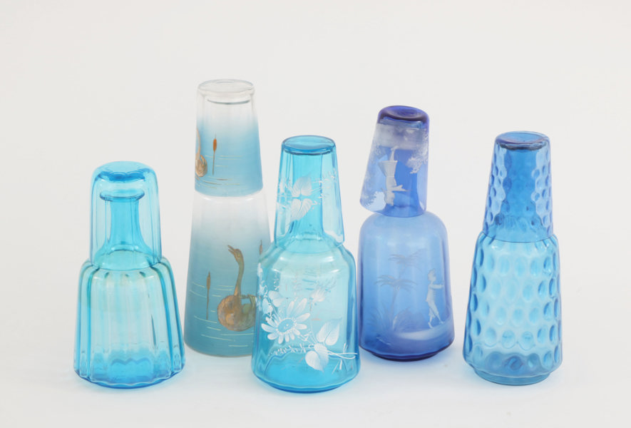 Vattenkaraffer med glas 5st, tidigt 1900-tal