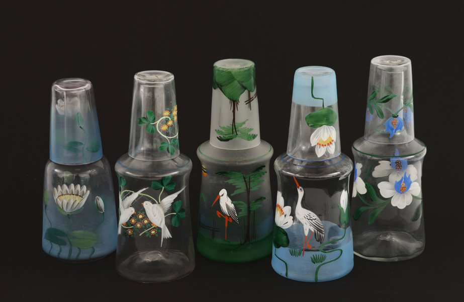 Vattenkaraffer med glas 5st, tidigt 1900-tal