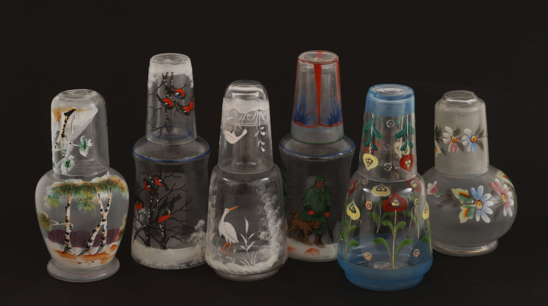 Vattenkaraffer med glas 6st, tidigt 1900-tal