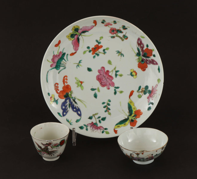 Porslin 3 delar, Kina, bl.a. 18/1900-tal