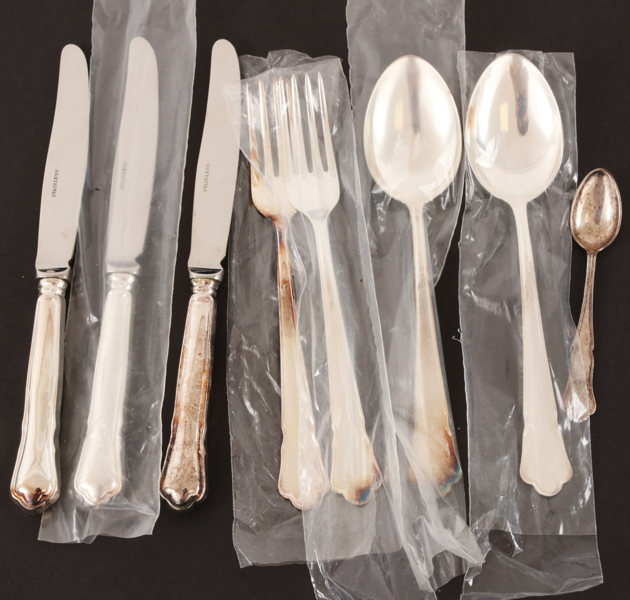 Bestick 8 delar, "Chippendale", silver