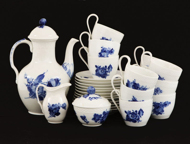 Kaffeservisdelar, "Blå blomster", Royal Copenhagen