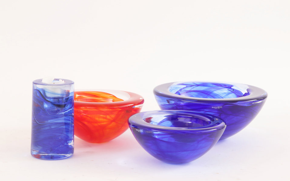 Konstglas 4 delar, "Atoll", Anna Ehrner för Kosta Boda