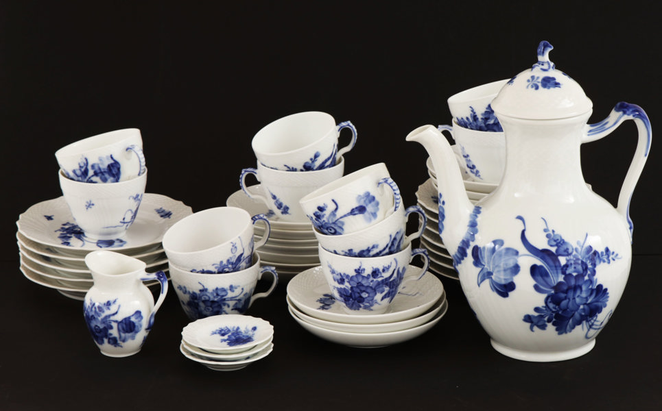 Kaffeservisdelar, "Blå blomster", Royal Copenhagen, Danmark