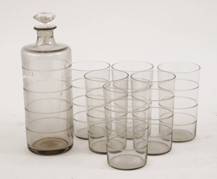 Karaff med 6st grogglas, 1900-talets första hälft