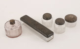Toilettedosor med lock i silver 5st, bl.a. 1800-tal