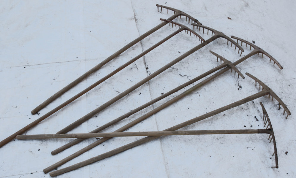 Räfsor 7st, allmoge, 18/1900-tal