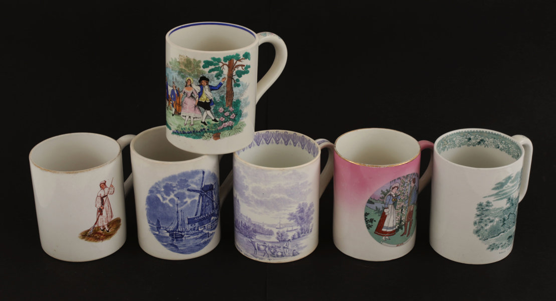 Sejdlar 6st, bl.a. Gustavsberg, 18/1900-tal