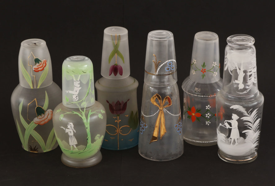 Vattenkaraffer med glas 6st, omkring år 1900