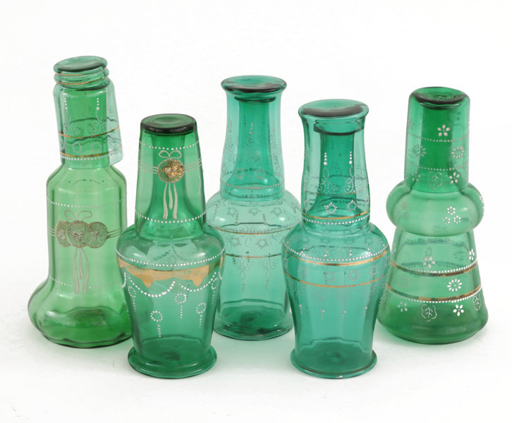 Vattenkaraffer med glas 5st, omkring år 1900