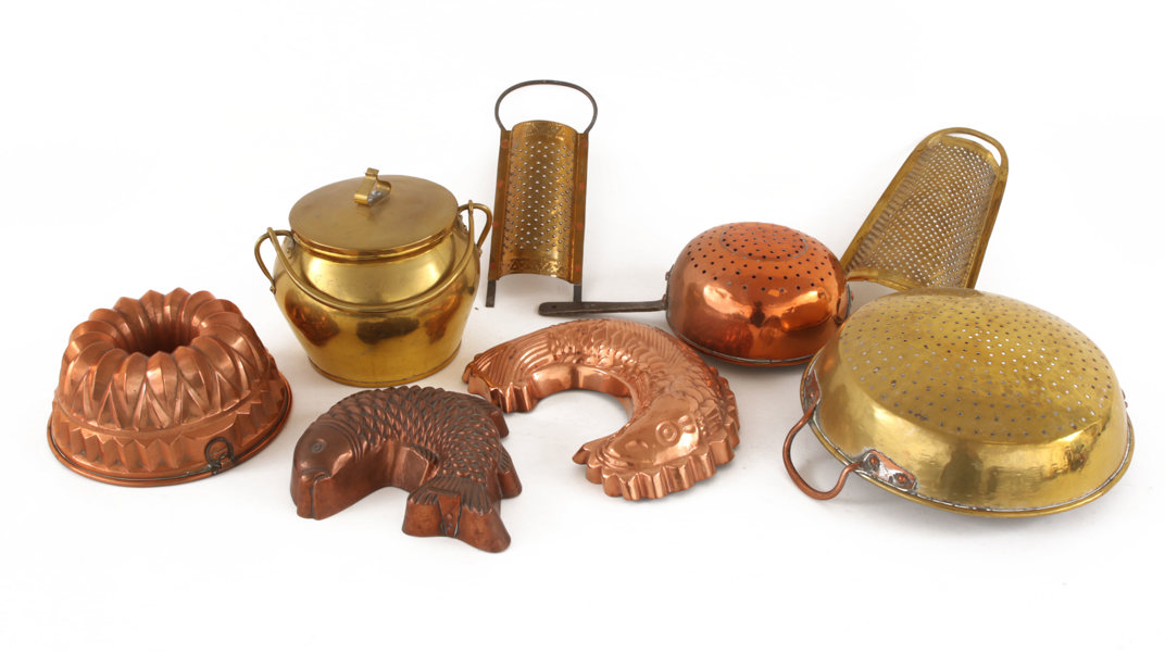 Koppar- och mässingsföremål 8 delar