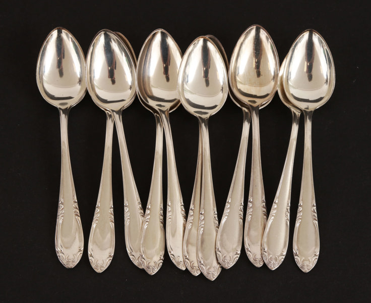 Moccaskedar 12st, silver, "Slottsbarock"