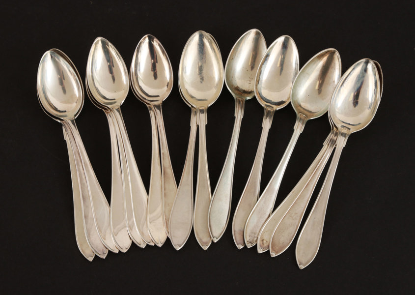 Kaffeskedar 16st, silver, "Svensk Spets"