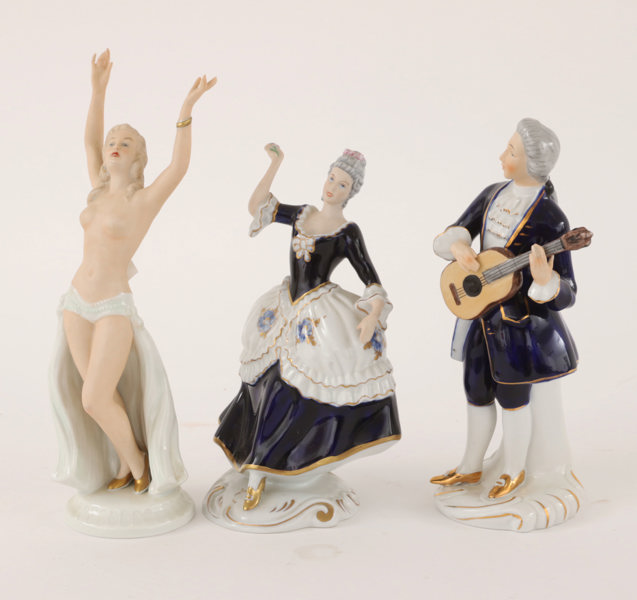 Figuriner 3st, Royal Dux samt Wallendorf