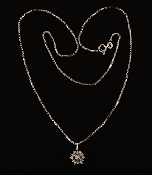 Halsband med hänge, 18k vitguld