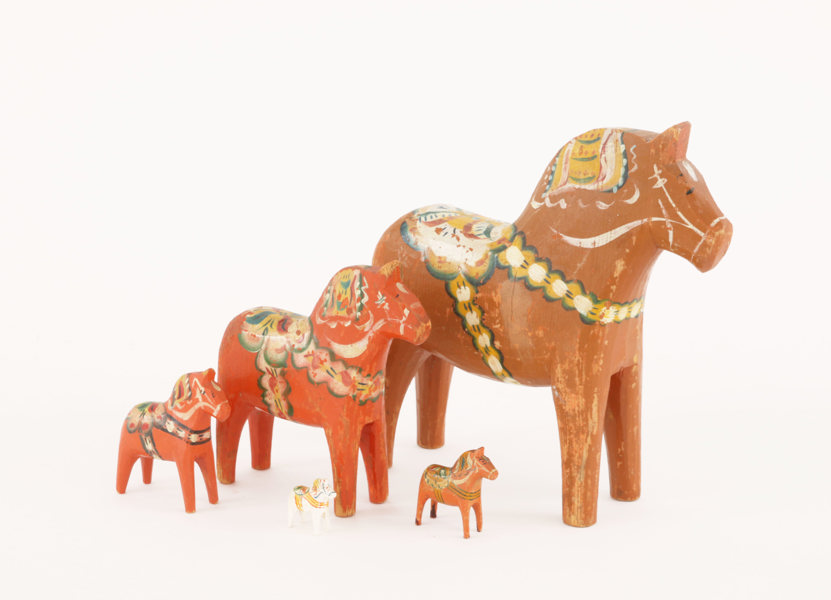 Dalahästar 5st, 1900-talets andra hälft