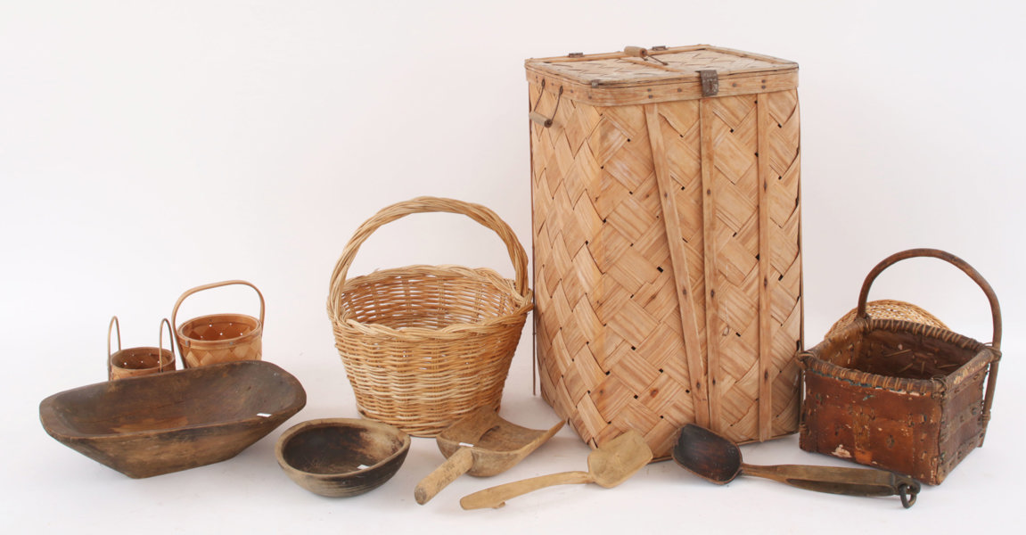 Parti allmogeföremål, bl.a. 1800-tal