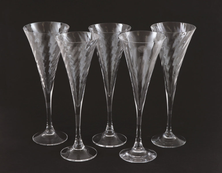 Champagneglas 5st, "Helena", Gunnar Cyrén för Orrefors