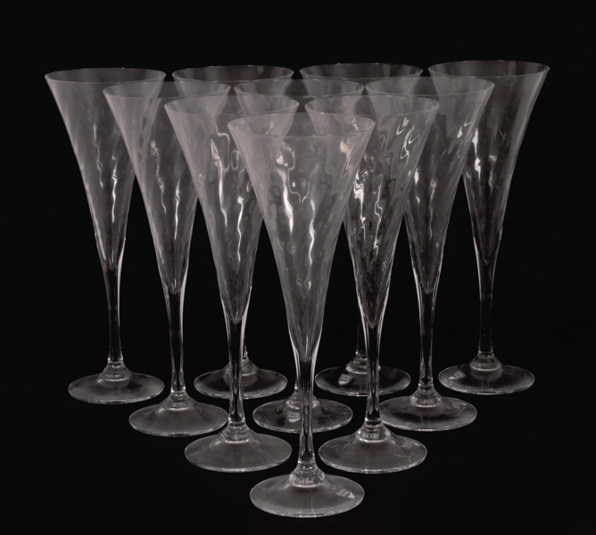 Champagneglas 10st, "Helena", Gunnar Cyrén för Orrefors