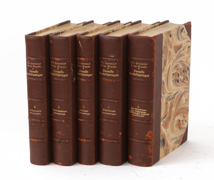 5 band, "Svenska Landskapslagar", tryckta 1940