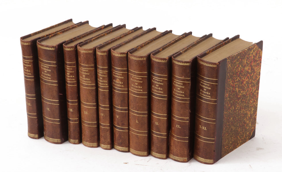 10 band, "Berättelser ur den svenska historian", tryckt bl.a. 1886