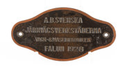 Skylt, "Svenska Järnvägsverkstäderna Falun 1928"