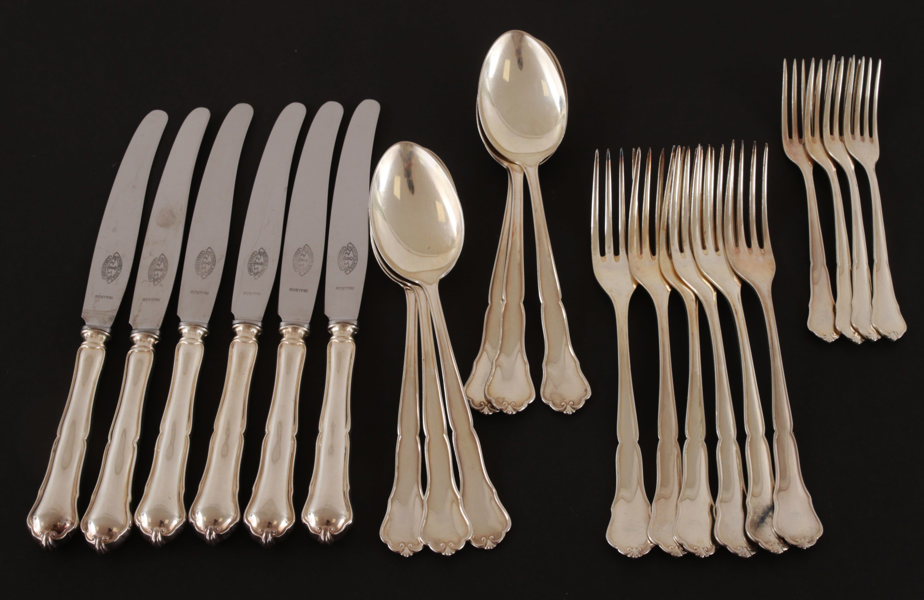 Bestickservisdelar, silver, C.G.Hallberg, Stockholm
