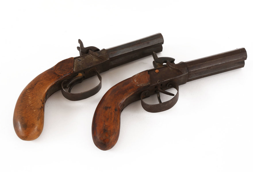 Slaglåspistoler ett par, snarlika, 1800-tal