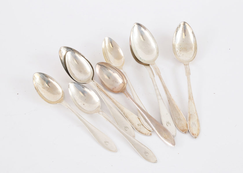 Bordsskedar 10st, silver, "Svensk Spets"