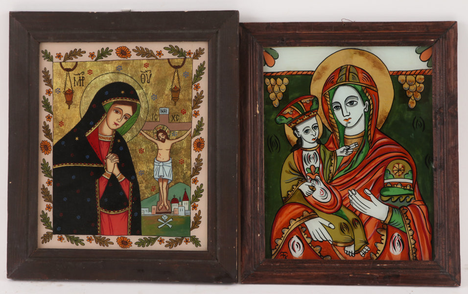 Glasmålningar 2st, Rumänien