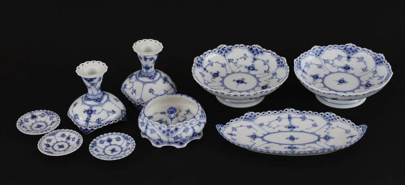 Servisdelar 9st, "Musselmalet", Royal Copenhagen