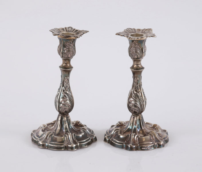 Ljusstakar ett par, silver, rokokostil, 1949