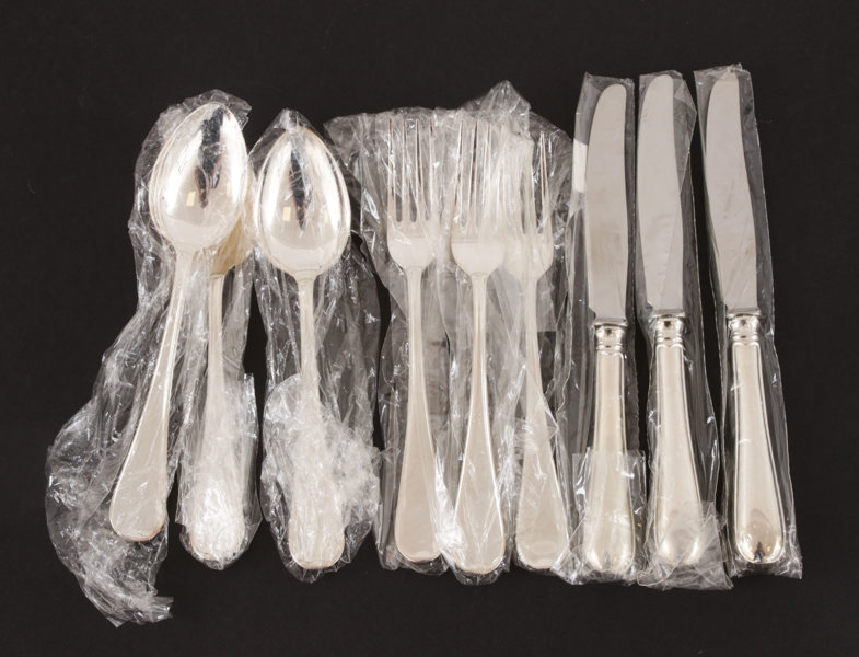 Bestickservisdelar 9st, silver, "Svensk Rund", Scandia