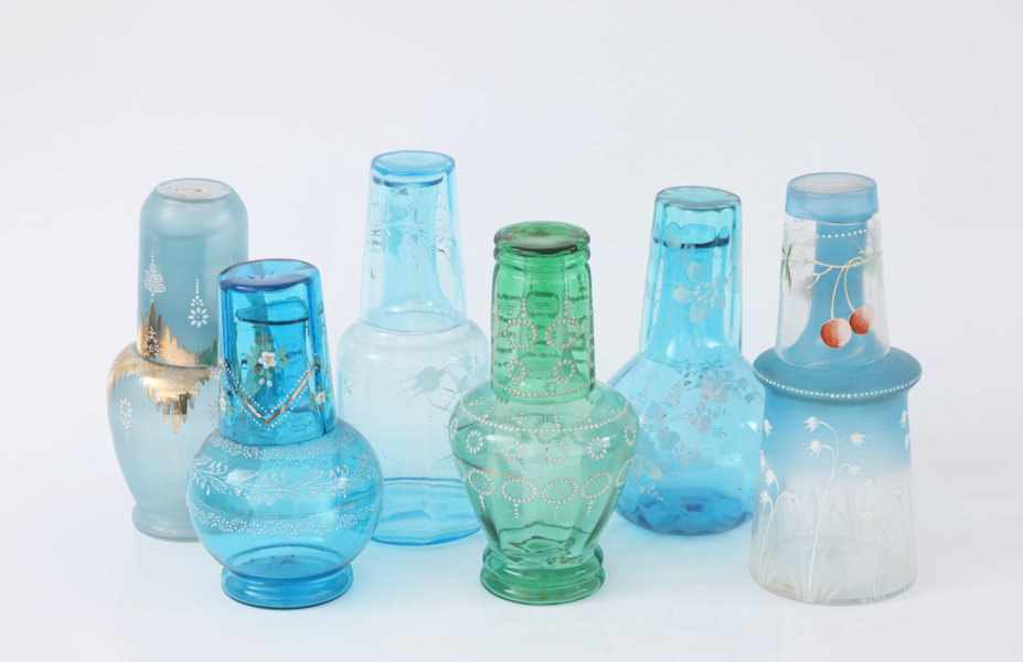 Vattenkaraffer med glas 6st, omkring år 1900