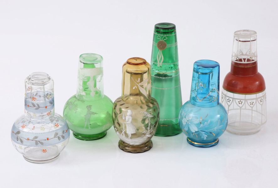 Vattenkaraffer med glas 6st, omkring år 1900