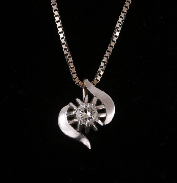 Halsband med hänge, 18k vitguld