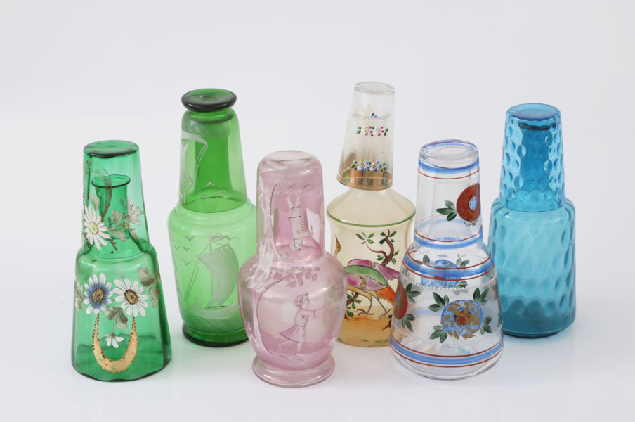 Vattenkaraffer med glas 6st, omkring år 1900