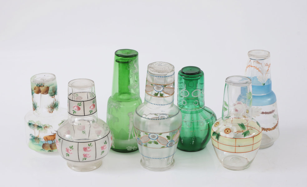 Vattenkaraffer med glas 7st, omkring år 1900
