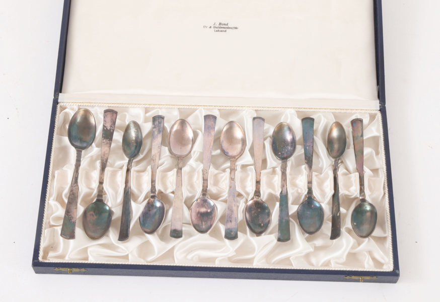 Kaffeskedar 2st samt moccaskedar 10st, silver, "Rosenholm"