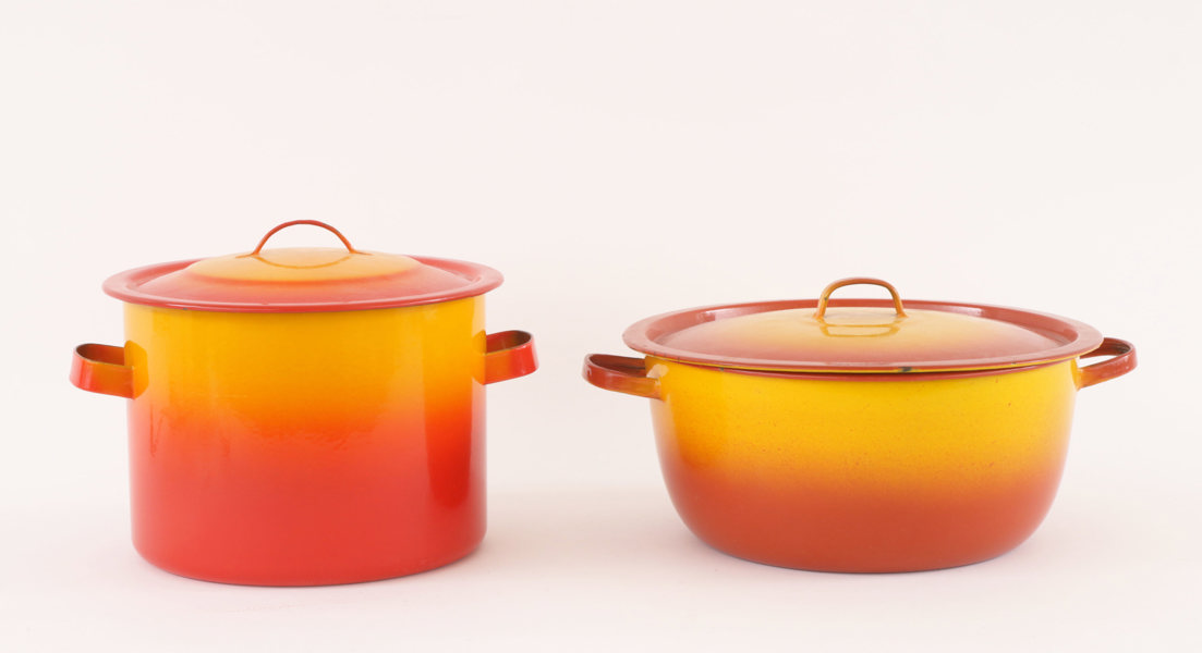 Emaljerade grytor 2st