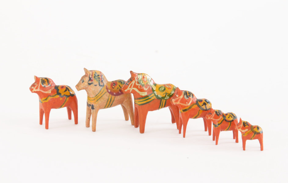Dalahästar i miniatyr 6st