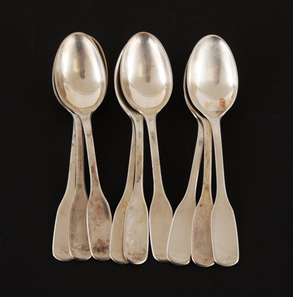 Teskedar 9st, sterlingsilver, Hans Hansen, Danmark