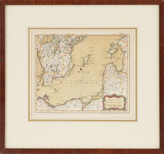 Karta, "Carte de la mer Baltique", Nicolaus Belin, författad 1764