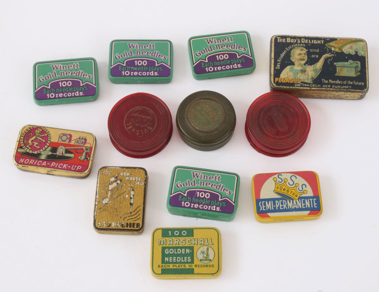 Förpackningar med grammofonnålar 12st, 1900-talets första hälft