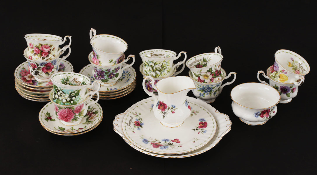 Kaffeservisdelar, "Flowers of the Month", Royal Albert